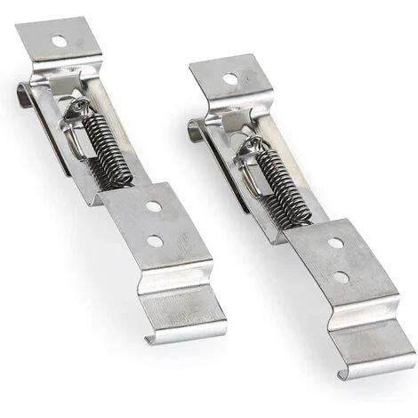 Par de clips para matrícula de remolque, acero inoxidable con resorte, plateado, duradero y profesional