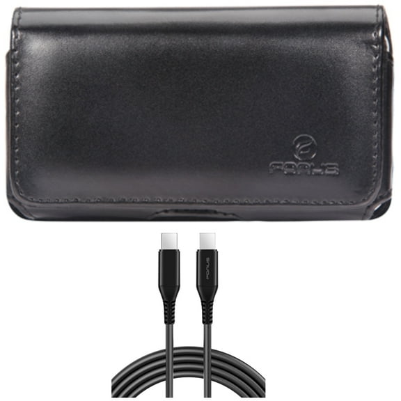 6ft Long USB-C Cable w Case Belt Clip for Samsung Galaxy S20 - PD Fast Charger Cord Power Wire [Type-C to Type-C] Chord, Leather Swivel Holster Loops Cover B8X fits Samsung Galaxy S20