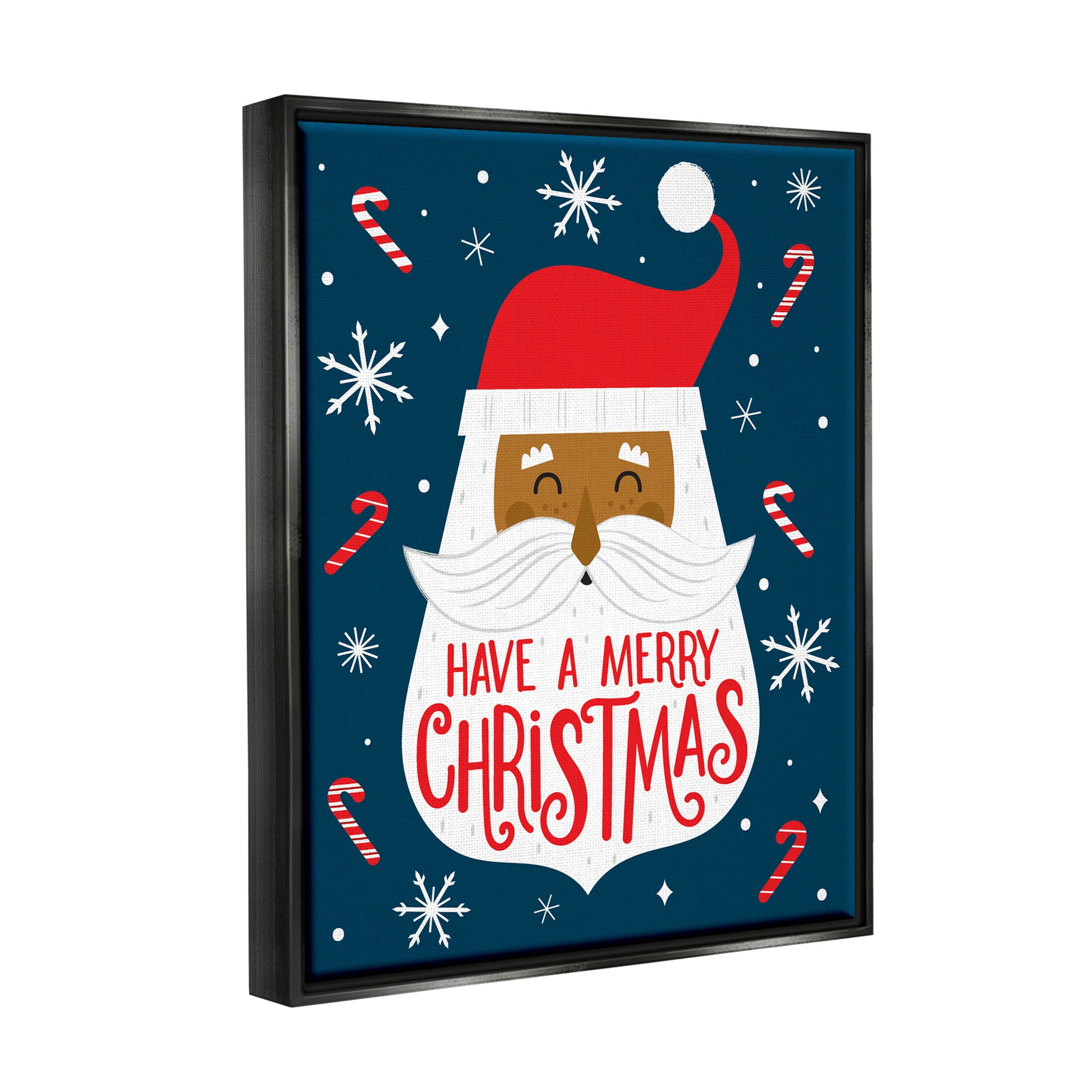 Have Merry Christmas Patterned Santa Holiday Graphic Art Jet Black Framed Art Print Wall Art