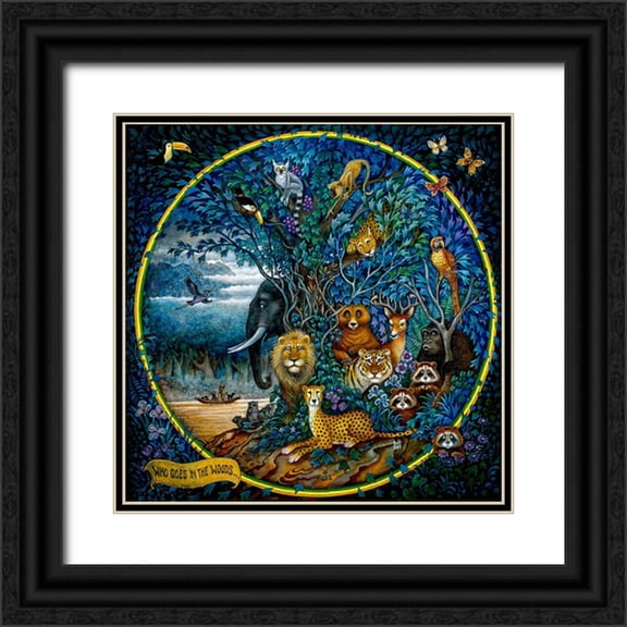 Bell, Bill 12x12 Black Ornate Wood Framed with Double Matting Museum Art Print Titled - Who Goes In The Woods (Pc)
