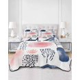 thumbnail image 3 of Pink Navy Blue Abstract Art Twin Size Down Alternative Comforter, Lightweight Comforter Quilt Bedding Set with Pillow Shams Modern Geometric Art All Seasons Bed Comforter Duvet Insert 68"x86", 3 of 7