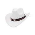 thumbnail image 2 of Cowboy Cowgirl Hat Decor Cowgirl Sombrero Caps for Adults Women Men Festival White, 2 of 6