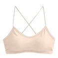thumbnail image 5 of Jinhomg Women's Triangle Bralette Plunge Bra V Neck Wireless No Padded Soft Comfortable Everyday Sleep Bras Beige L, 5 of 7