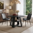 thumbnail image 4 of Hawsaiy 5 Piece 43.3" Round Dining Table Set for 4, Modern Wood Kitchen Table with Storage Shelf & 4 PU Leather Upholstered Dining Chairs, Dining Room Furniture Set for Apartment, 4 of 8