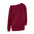 thumbnail image 5 of yillto Women's off Shoulder Tops Long Sleeve Casual Shirts Loose Lightweight Sweatshirt Fashion Ruched Tunics, 5 of 6