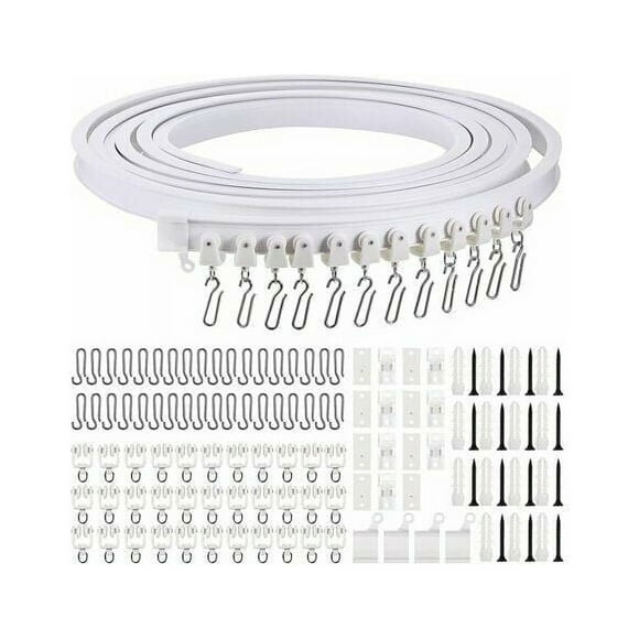 Meters Bendable Ceiling Curved Curtain Track Flexible Curved Curtain Track Soft Curtain Track for Curtain Track with Metal Curtain Hooks, Room Divider for Curtains