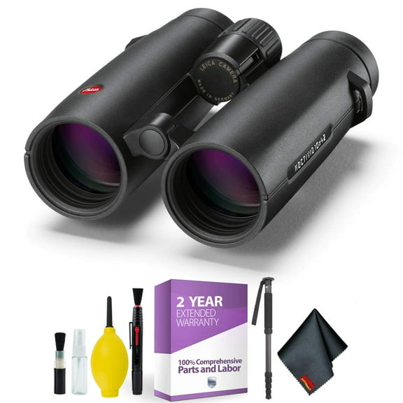 Leica 10x42 Noctivid Binocular (Black)   Cleaning Kit   2 Year Extended Warranty Bundle