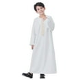 thumbnail image 3 of Boys Kaftan Thobe with Pockets Long Sleeve Crewneck Button Down Kaftan Boys Thobe with Chest Pocket, 3 of 9