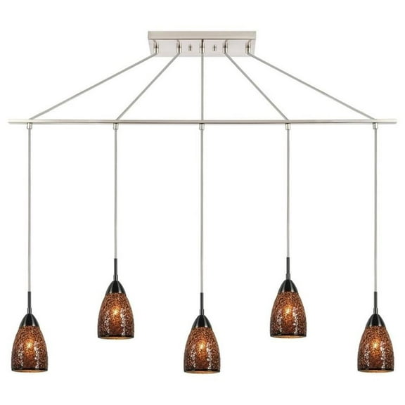 Woodbridge Lighting Venezia 5-Light Glass Linear Pendant in Nickel/Mosaic Mirror