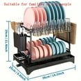 thumbnail image 3 of 1pc Space-Saving Dish Drying Rack - 2 Tier, High-Capacity Organizer with Drainboard & Pipe, Perfect for Kitchen Countertop Storage & Organization, 3 of 4