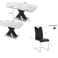 thumbnail image 2 of Sumdeal Dining Table Set for 4,Dining Room Table Set 63" Faux White Top Marble Dining Table with 4 Silver leg Black Chairs, Kitchen Dining Table and Chairs Set of 4, Modern Dining Set for Dinner, 2 of 9
