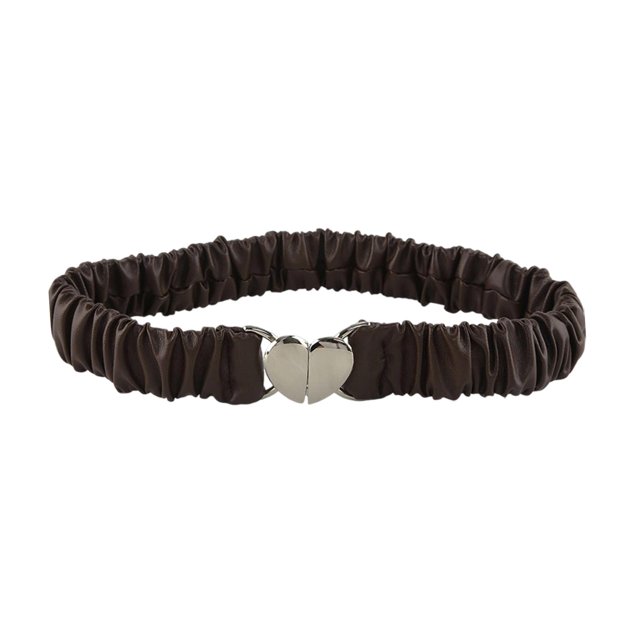 Elegante cinturón de cintura para mujer con hebilla en forma de corazón, accesorio elástico para vestidos. Café
