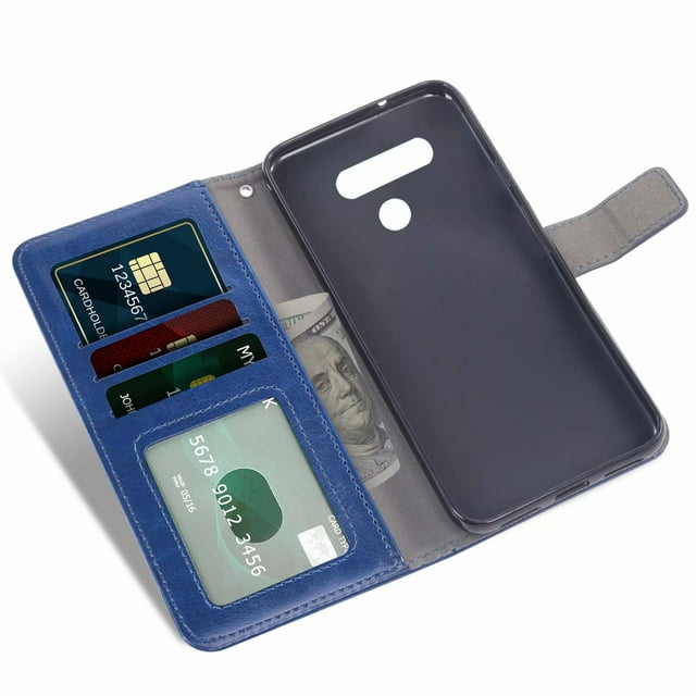 Mobile Phone Cover for Lg K50-Q60, Cover Premium Pu Leather Tpu Flip Cover Magnetic Closure Card Compartment Stand Function Wallet with Lanyard Protective Cover