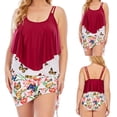 thumbnail image 2 of Traje de baño dividido de color sólido de talla grande para mujer Bikini Ropa de playa Traje de baño Falda Fridja  nalpqowj22395, 2 of 8
