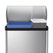 simplehuman 46 Liter / 12.2 Gallon Rectangular Dual Compartment Recycling Kitchen Step Trash Can, Brushed Stainless Steel