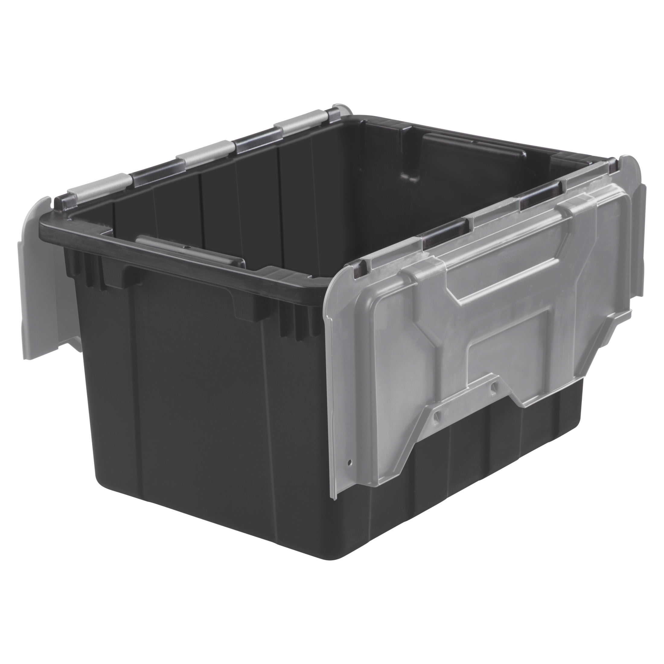 Sterilite Small Hinged Lid Industrial Storage Bin, 12 Gallon Rugged Plastic Storage Tote, Dark Gray