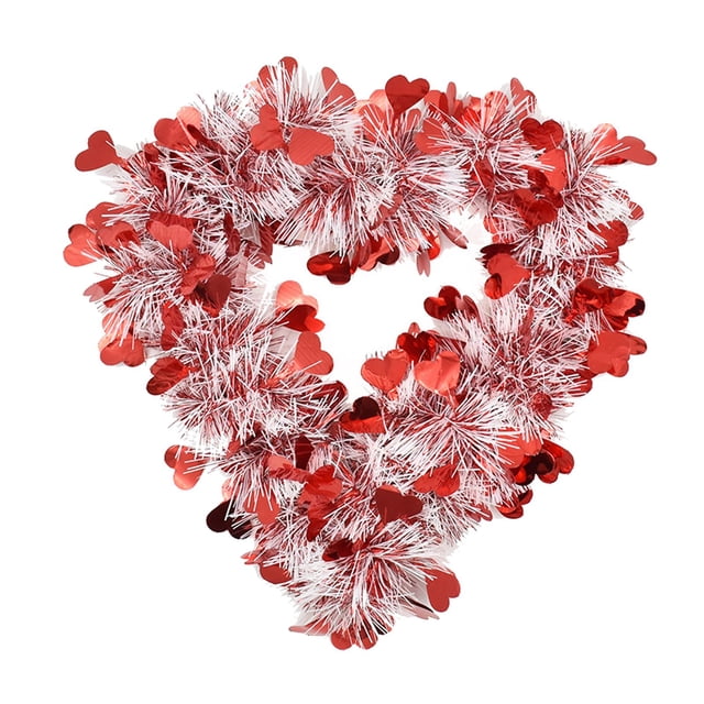 Coronas artificiales con forma de corazón para San Valentín, ideales para interiores y decorativas. Corazón rojo blanco