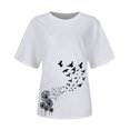 thumbnail image 4 of Women's Short Sleeve T-shirt Women'S Spring Round Neck Dandelion Printed Loose Casual Short Sleeved T Shirt,White Women's Short sleeve T-shirt L, 4 of 5