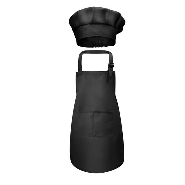 Txlixc Conjunto de gorro y delantal para manualidades infantiles Delantal con peto y bolsillo delantero + Gorro de cocina con banda elástica Txlixc Moda