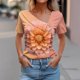 thumbnail image 2 of Top de Verano de las Mujeres, Cuello en V Moda Casual de Manga Corta Blusa, Primavera Y Verano Ligero Top, 2 of 9
