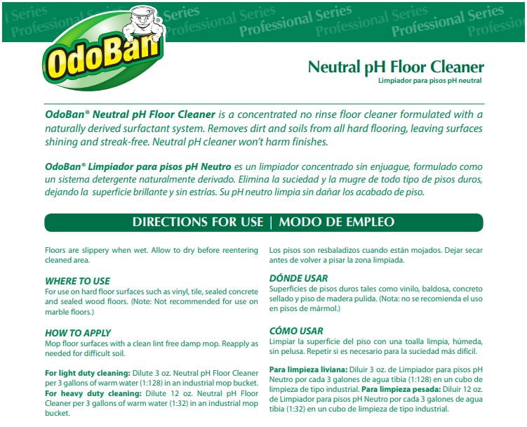 Odoban Neutral Ph Floor Cleaner 2 Gallon Walmart Com