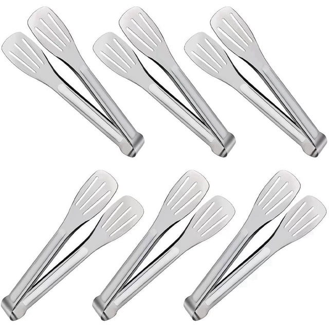 Pinzas de acero inoxidable avanzadas ckepdyeh para servir alimentos, pinzas para bufé, pinzas para alimentos, pinzas plateadas, pinzas de cocina
