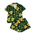 thumbnail image 4 of Camiseta de Manga Corta con Botón de Impresión con Conjunto de Pantalones Cortos a Juego, Conjunto Corto de Verano para las Mujeres Outfit Casual, 4 of 6