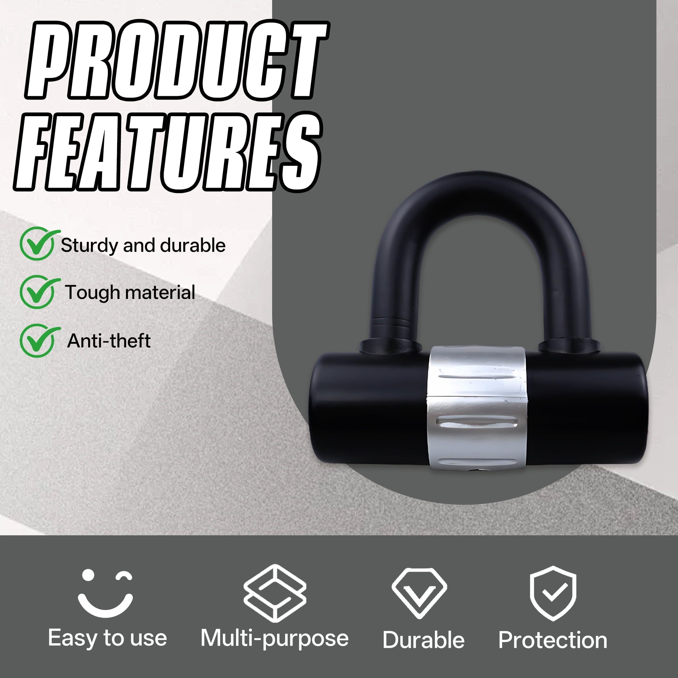 ZHZFKQ Bike Lock，Waterproof Theft-Proof Portable U Lock with Key，Bike U Lock for Electric Vehicles