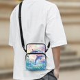 thumbnail image 3 of Chririnla Crossbody Bag for Shop, 2 Zippers Lightweight Single Shoulder Purse for Men Dolphin & Rainbow Ocean Pattern Crossbody Bags, 3 of 7