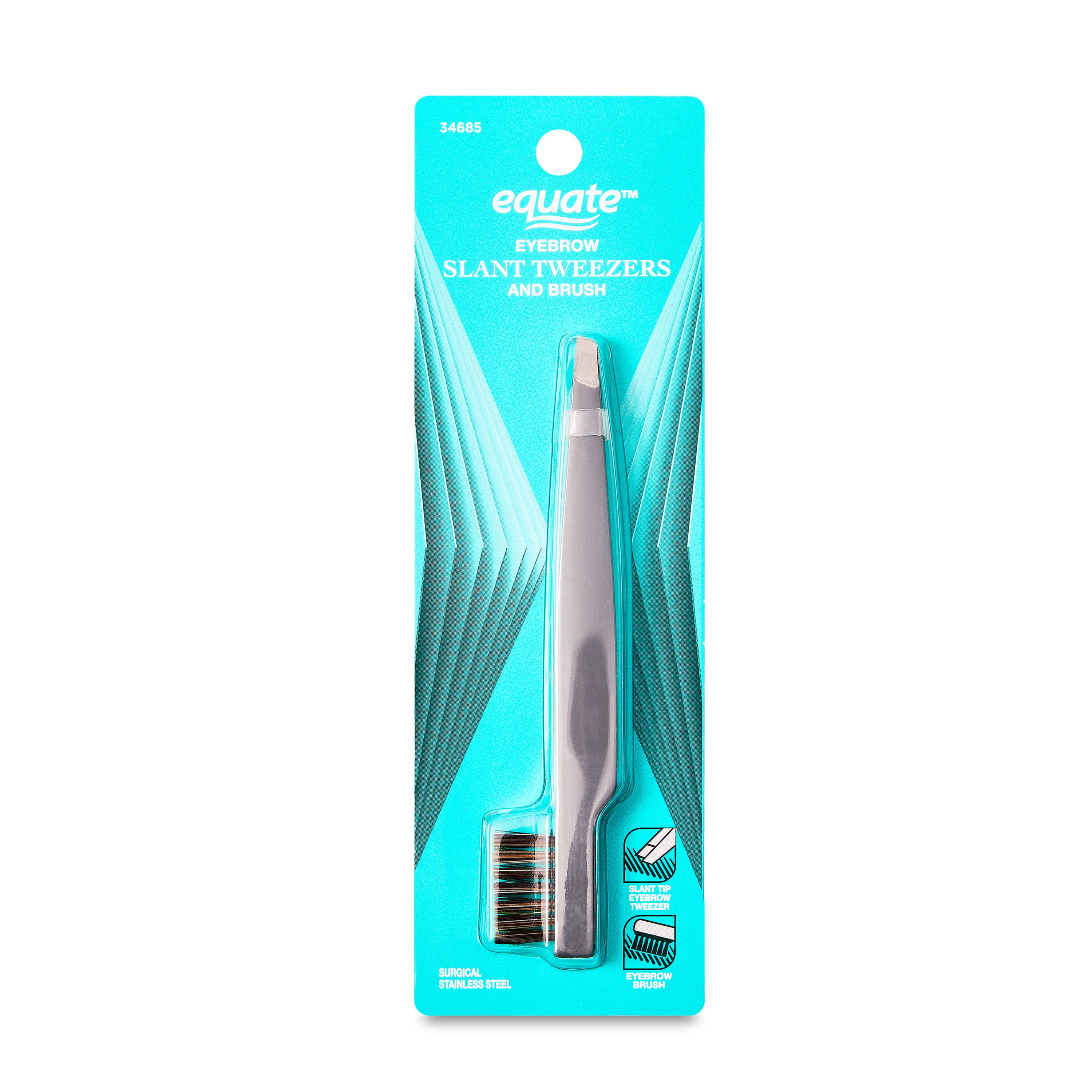 (10 pack) Equate Metal Slant Tweezers and Brush, 1 Count