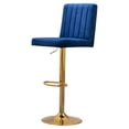 thumbnail image 1 of Best Master Yucca Blue/Gold Adjustable Velvet Swivel Bar Stools (Set of 2), 1 of 3