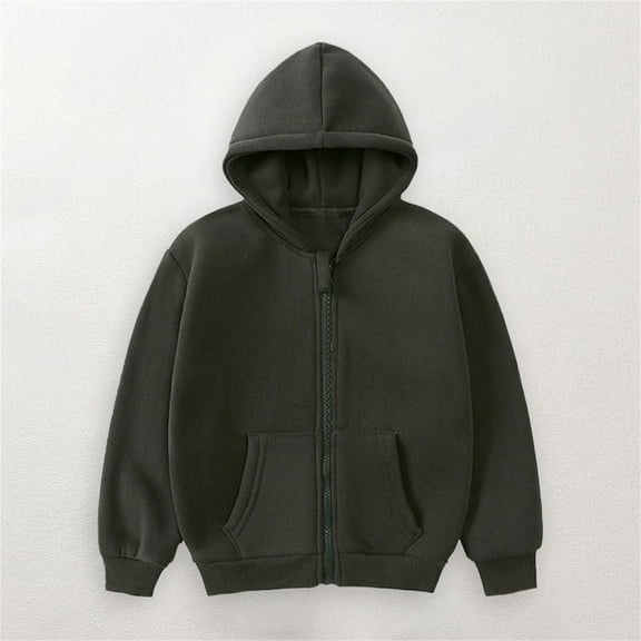 Generic Lightweight Coat for Children's Casual Toddler Kids Baby Outwear Long Sleeve Round Neck Solid Color Jacket Zipper Hooded Windproof for Girls Boys Comfortable Hoodies (3-4 Years,Black)