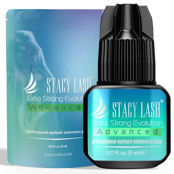 Extra Strong Evolution Advanced Eyelash Extension Glue - Stacy Lash (0.17 fl.oz/ 5ml)/ 1 Sec Drying Time/ 6 Weeks Retention/Very Low Fumes/Professional Use Only Black Adhesive