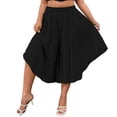 thumbnail image 2 of Stamzod Womens Plus Size Capris Summer Flowy Wide Leg Capri Pants Casual Loose Palazzo Cropped Pants with Pockets Black XXXL, 2 of 8