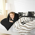thumbnail image 4 of Feelyou Cartoon Zebra Kids Full Size Comforter Sets, Fashion Stripes Lines Bedding Comforter Set, Black Kawaii Animal Reversible Bedding Sets, Lightweight Room Decor, 3pcs, 4 of 8
