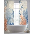 thumbnail image 5 of Summer Ocean Sheer Curtains 2 Panels Set Vintage Nautical Sea Watercolor Orange Blue Starfish Corals Sheer Window Curtains Light Filtering Rod Pocket Voile Drapes for Bedroom Living Room 52"X96", 5 of 8