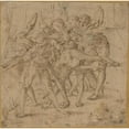 thumbnail image 2 of Girolamo Genga 15x15 Black Ornate Wood Framed Double Matted Museum Art Print Titled - Battle Scene, 2 of 5