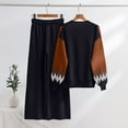 thumbnail image 5 of Women's Temperament Two-piece Knitted Suit Loose Sweater Wide Leg Pants for Fall Winter Matching Sets,Black,L, 5 of 5