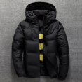thumbnail image 1 of Chaqueta de plumón de pato blanco para hombre Chaqueta de invierno con capucha de color sólido cálido para exteriores, 1 of 1