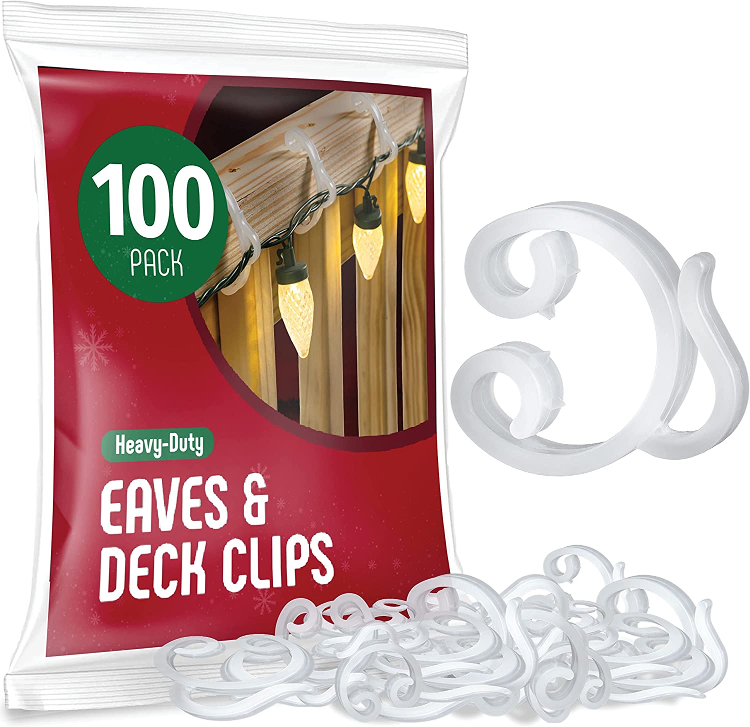 Holiday Light Clips [Set of 100] Deck Light Clips. Fascia Boards Clips