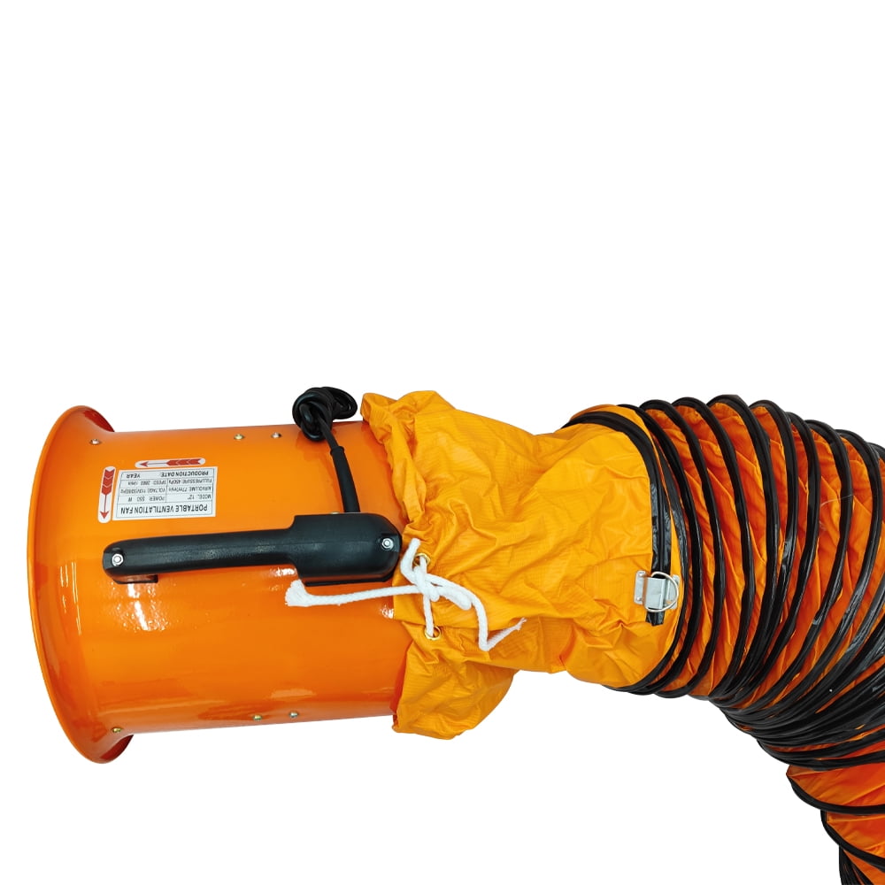 INTBUYING 12” Axial Fan Portable Cylinder Pipe Spray Booth Paint Fumes Blower with 16.4ft Air Duct