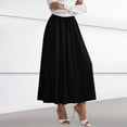 thumbnail image 7 of Hvogkswy Womens Midi Skirt, Solid Color Drawstring Elastic High Waist A-Line Skirts Soft Loose Outdoor Activities Ladies Summer Fashion Casual Skirt, 7 of 7