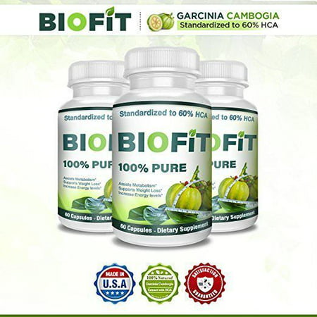 BioFit- 100% Pure Garcinia Cambogia- Standardized to 60% HCA - 60 Capsules- Assists Metabolism Acceleration- Increase Energy- Melt Fat Faster- Diet Supplement For Men and