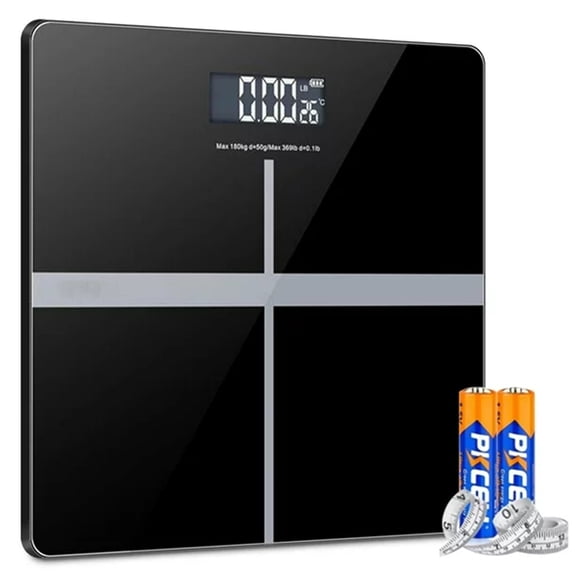 Bathroom Scale Digital – High-Precision 400 lb Capacity Smart Body Weight Scale for Adults, Black, Battery-Powered, 10.2 x 10.2 Inch