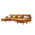 thumbnail image 4 of Canddidliike Modern Couch for Apartment Living Room Large Velvet abric U-Shape Sofa for Office, Sofa for Bedroom Double Extra Wide Chaise Lounge Couch, Orange, 4 of 20