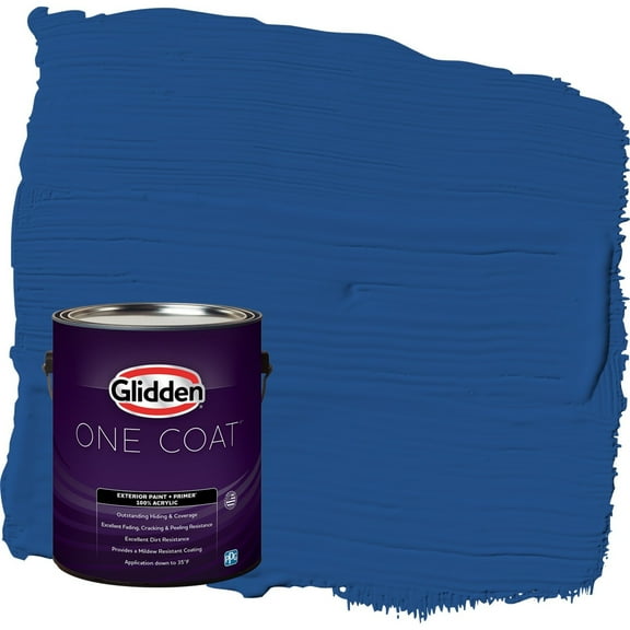 Glidden One Coat Brilliant Blue / Blue Flat Exterior Paint with Primer, 1 Gallon