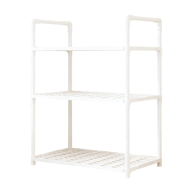 SIYTUAU Multi Layer Kitchen Storage Rack Trolley Floor Standing Utility Cart With Wheels For Bathroom Microwave White M Plastic