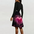 thumbnail image 4 of Valentine Dress for Women 1950S Retro Long Sleeve V-Neck Cocktail Dresses with Belt 3D Love Heart Printing A-Line Dress Hot Pink 3XL, 4 of 6