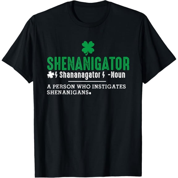 Men's 100% Cotton T-Shirt 180gsm - Funny St Patricks Day Shirt Shenanigator Shenanigans T-Shirt, Black Comfortable Breathable Soft Tee, Gift for Men
