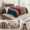 thumbnail image 6 of Quilts Twin XL Size Bedding Set, Red Green Striped Lightweight Quilted Comforter, Farmhouse Vintage Minimalist Stripe Soft Reversible Bedspread Coverlet with Pillow Covers for All Season, 68" x 98", 6 of 9
